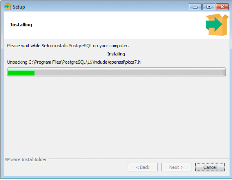 The Installing dialog box